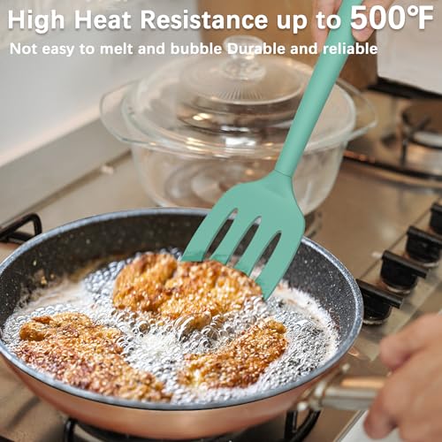 Coukre 2 Pack Silicone Spatula Set,High Heat Resistant, BPA-Free - color: PureAquaGreen