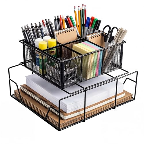 Duraaamo 1 Pcs Black Team Material Metal Caddy 11.25 x 12.5 Inch