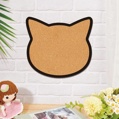 CRASPIRE Cat Pin Cork Board 9.8 X 10.6 Inch Wall Mounted Framed Bulletin Display Boards Wooden Decorative Memory Memo Brooch Lapel Pins Holder Storage for Home Office School Classroom Decoration - style: Cat Head