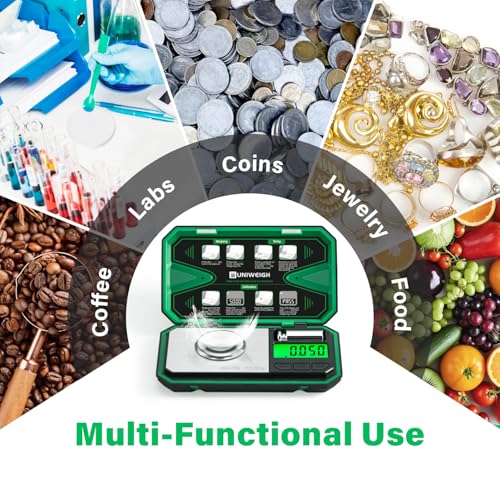 UNIWEIGH Milligram Scale Precision 0.001g/50g mg Scale for Weighing Powders - color: Green
