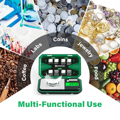 UNIWEIGH Milligram Scale Precision 0.001g/50g mg Scale for Weighing Powders - color: Green
