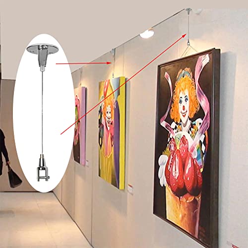 4 Disc for LED Panel Light Billboards DIY Mounting Clamp Ceiling Mount Gallery Large Picture Wire Disc Fittings Hanging System Hanger Stainless Steel Wire is Suitable for Hanging Art Projects