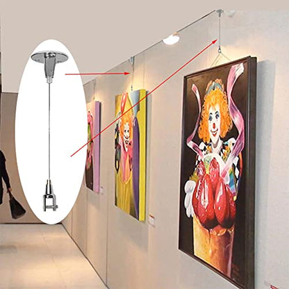 4 Disc for LED Panel Light Billboards DIY Mounting Clamp Ceiling Mount Gallery Large Picture Wire Disc Fittings Hanging System Hanger Stainless Steel Wire is Suitable for Hanging Art Projects