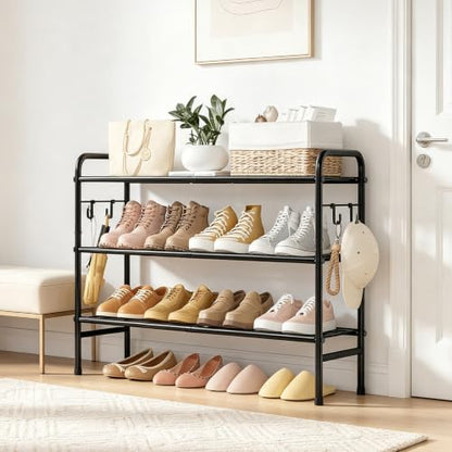 VILICK Metal Shoe Rack for Closet 33" Wide Shoe Organizer for Entryway - color: Black