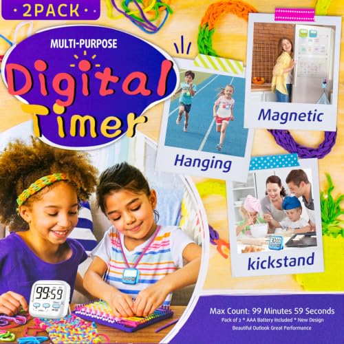 2 Pack Digital Timer for Kids Teacher Classroom Kitchen Office - color: Classic White