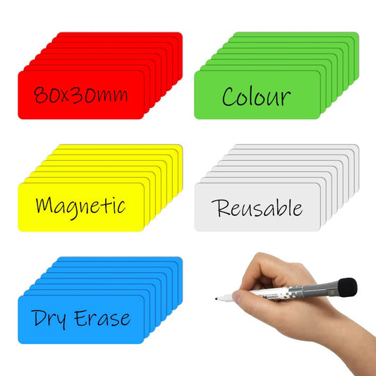 Dry Erase Magnetic Labels 3.1x1.2 Inch, Reusable Magnetic Labels for Whiteboards Locker School Classroom Office Home,Pack of 40 - color: Multicolored, size: 3.1 x 1.2 Inch