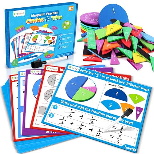 D-FantiX Magnetic Fraction Tiles & Fraction Circles Activity Set