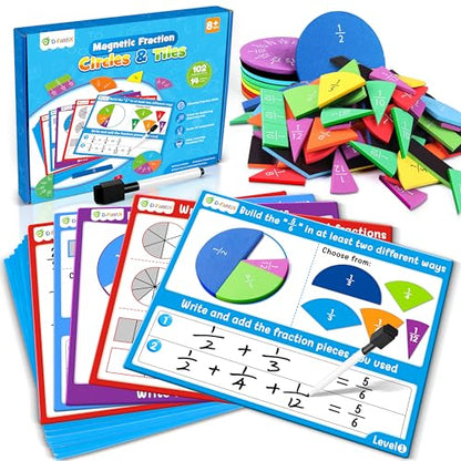 D-FantiX Magnetic Fraction Tiles & Fraction Circles Activity Set