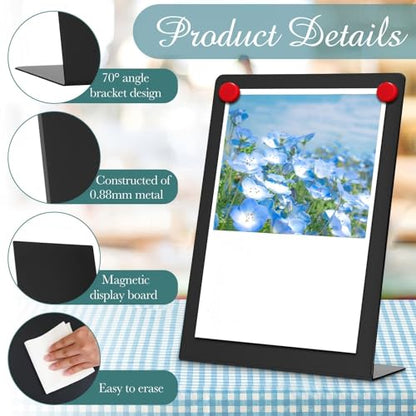 Fainne 2 Pcs Magnetic Stand Bulletin Board Metal, Black, 6 x 8 Inches - color: Black, size: 6 x 8 Inches