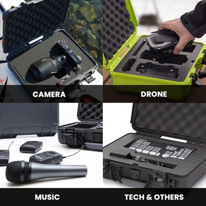 NANUK 910 Hard Case with Customizable Cubed Foam, IP67 Waterproof, Dustproof and Impact Resistant, 14.3” x 11.1” x 4.7”, Rugged Construction for Ultimate Protection, Made in Canada – Lime - color: Lime, style: Cubed Foam