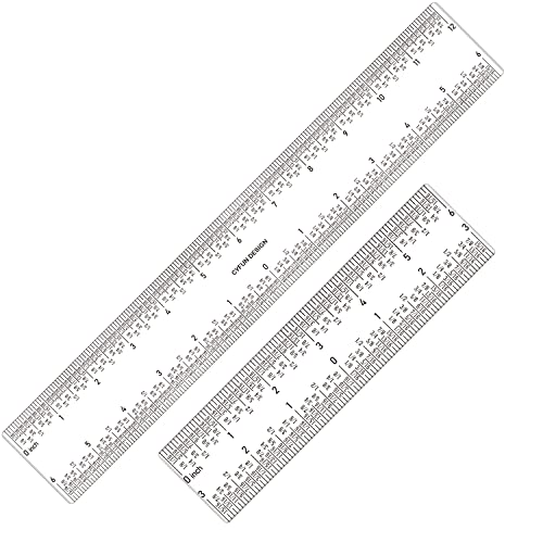 2 PCS 6 Inch /12Inch Clear Acrylic Ruler Zero-Centering Ruler with Inches & Metric Measuring Tool 12" and 6" Inch Straight Edge Rulers for Scrapbooking Card-Making Student School Office Home Tool - color: 2PCS (G)