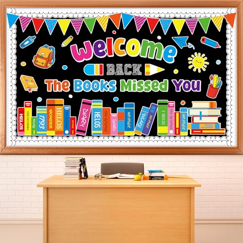 Welcome Back to School Bulletin Board Decorations Welcome Back the Books Missed You Bulletin Board Colorful Paper Books Cutouts Reading Classroom Decoration for Home Library Preschool Wall Supplies - style: Welcome Back the Books Missed You
