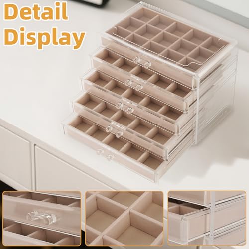 Jewelry Box Organizer,Clear Acrylic Storage Box Organizer with 5 Drawers - size: 5 layer
