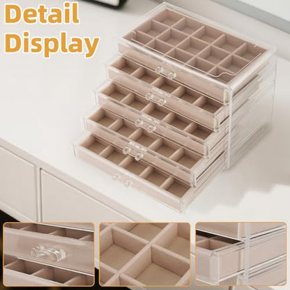 Jewelry Box Organizer,Clear Acrylic Storage Box Organizer with 5 Drawers - size: 5 layer