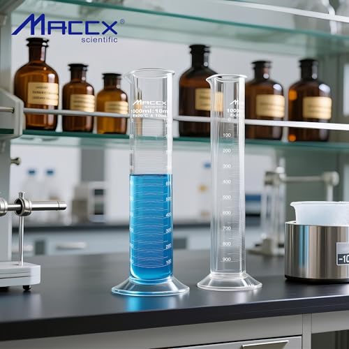 500ml Sturdy Glass Graduated Cylinder, 2PCS of Cap.500ml/±5.0ml Borosilicate 3.3 Glass Measuring Cylinders, Class B,MCG500-002 - size: 2PCS of Vol.500ml