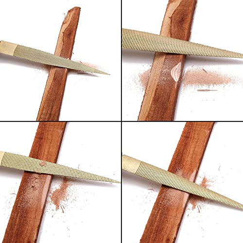 Wood File, Needle File Set Wood Files for Wood Working Wood Rasp Files Tools Golden Tapered Wood Rasp Bastard File with Rubber Handle in Gift Bag for Carving 2 Pack (6 * 8 inch)