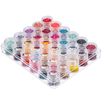Blulu 30 Bead Container Lidded Small Box, 1.15 x 1 Inch - size: 1.15 x 1 Inch