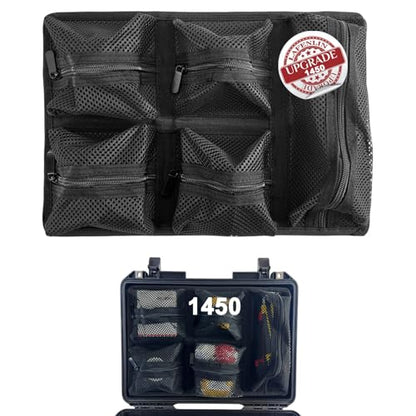 LAFENLIN 5-Pocket Lid Organizer for Pelican 1450 Case,Hook & Loop(No Screw) - color: 1450 lid organizer-Circular Mesh