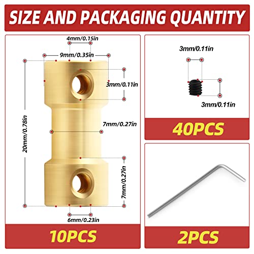10pcs 4mm to 6mm Brass Shaft Coupling Joint Connector, Motor Shaft Extension Connector - size: 4mm to 6mm