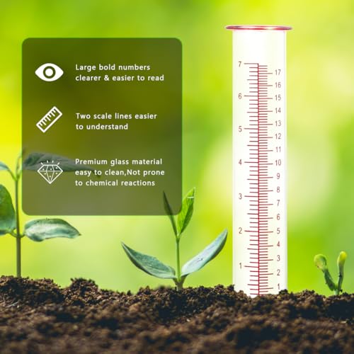 7'' Capacity Rain Gauge Replacement Tube Glass, 2 Pcs - color: Red-2 PCS