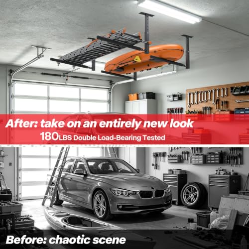 Ceiling Kayak Storage Rack for Garage, Heavy-Duty Overhead Kayak Hanger - size: Single (2pc )