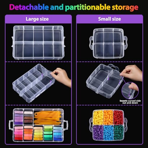 Bead Organizer, Funtopia 2 Pack Craft Storage with Removable Dividers