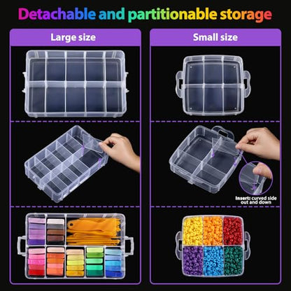 Bead Organizer, Funtopia 2 Pack Craft Storage with Removable Dividers