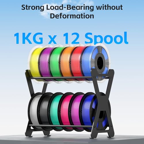 3D Filament Storage Rack, Desktop 3D Printer Filament Organizer, Rolling 3D Filament Spool Holders Racks,Tabletop, 2-Tier Storage Shelves for 3D Printing Business, Studio, Office Workshop