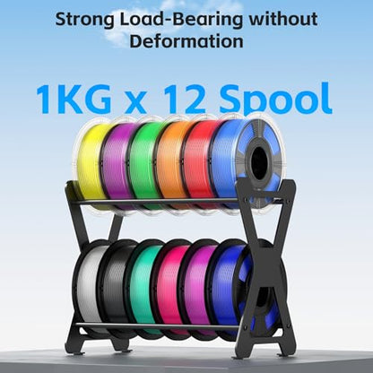 3D Filament Storage Rack, Desktop 3D Printer Filament Organizer, Rolling 3D Filament Spool Holders Racks,Tabletop, 2-Tier Storage Shelves for 3D Printing Business, Studio, Office Workshop