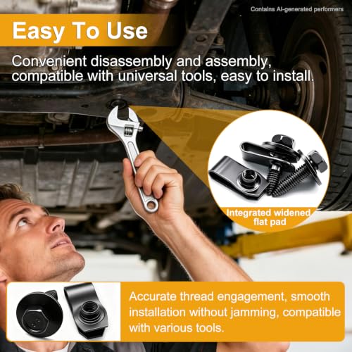 weideer 50PCS M6-1.0 Universal Fender Liner Screw U Nut Kit,Engine Splash Shield Hex Head Screw U Clips,Automotive Body Screws Clips(25sets) K-194-25 - color: BK-M6