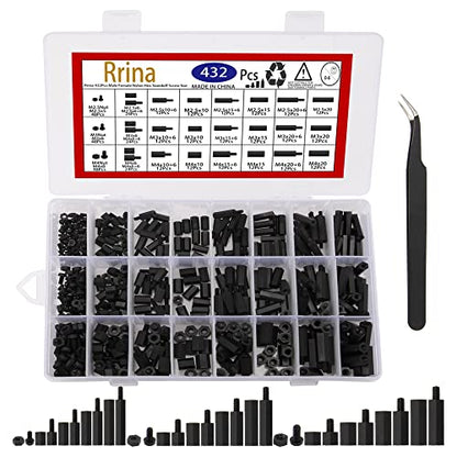 432Pcs M2.5 M3 M4 Male Female Nylon Hex Standoff Screw Nut Threaded Pillar PCB Motherboard Assortment Kit