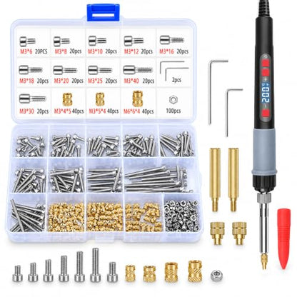 Heat Set Insert Kit for 3D Printing,Threaded Insert Kit for Plastic,420Pcs - size: M3