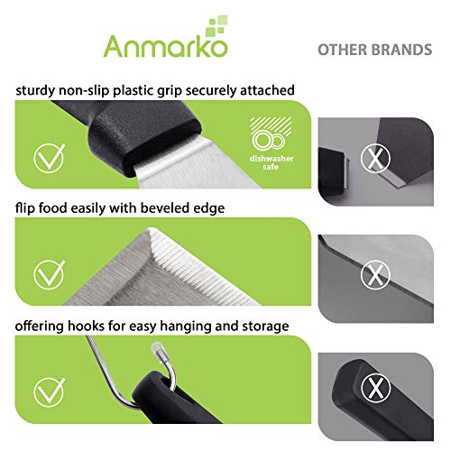 Metal Spatula Set of 6 - Griddle Accessories kit - Grill Flat Spatula Pancake Flipper Hamburger Turner - Metal Utensil Great for BBQ Grill Flat Top Cast Iron Griddle - Commercial Grade - color: Plastic handle set + tongs and bottles