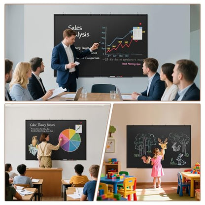 SELEAD Folding Magnetic Chalkboard 60 x 40 Inches - Black Aluminum Frame - size: 60"W x 40"H (single-sided)