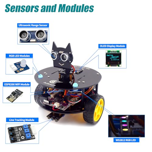 Adeept Smart Car Kit Compatible with Arduino IDE, STEM Educational Robotics - color: Black