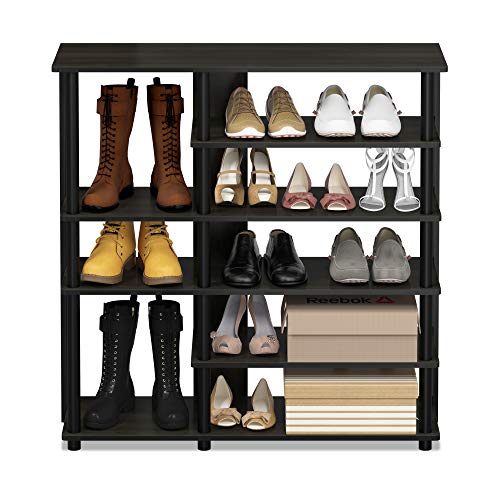 Furinno Turn-N-Tube Multi Storage Shoe Rack, 35.2"W 6-Tier, Espresso/Black,17082EX/BK - color: Espresso/Black, size: 6-Tier, 35 Inch