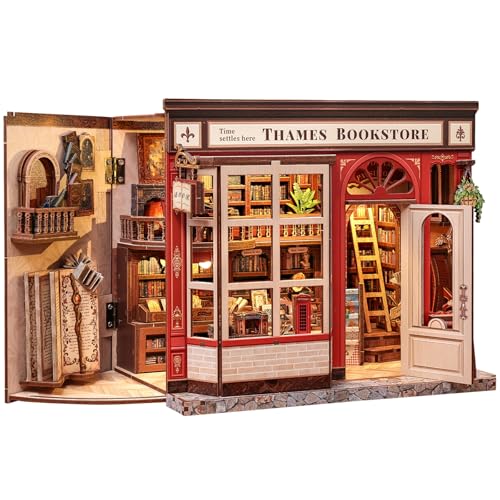 CUTEBEE Book Nook Kit, DIY Miniature House Kit for Adults, Bookshop Booknook - color: Thames Bookstore