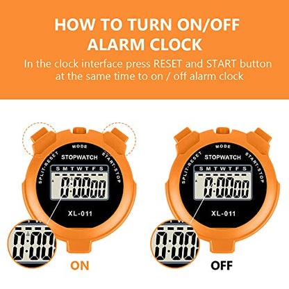 Vicloon Digital Simple Stopwatch - Large Display, Single Lap Split, 12/24 Hour Clock Alarm Date for Coaches, Kids' Training, Swimming, Running (Orange) - color: Orange
