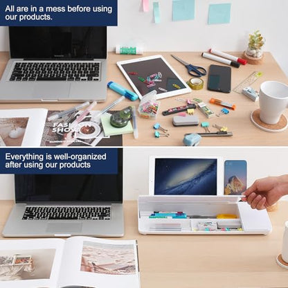 Small Glass Desktop Whiteboard Dry-Erase-Board - Computer Keyboard Stand with Wireless Charger White Board Surface Pad with Drawer, Desk Organizers with Accessories for Office, Home, School Supplies - color: Wireless Charging - White