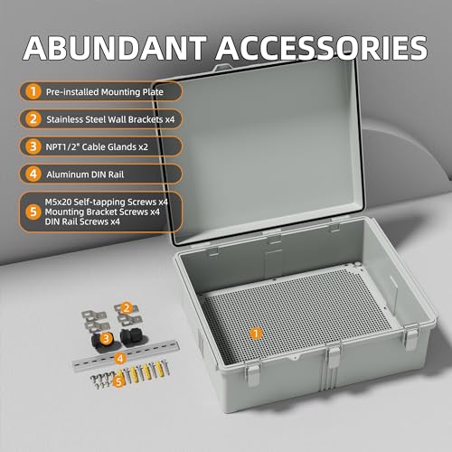 Joinfworld Weatherproof Electrical Box 19.7x15.7x7.9 Outdoor Enclosure - size: 19.7"x15.7"x7.9"