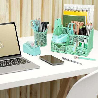 13-in-1 Office Desk Organizer Set for Back to School Supplies Accessories - color: Green