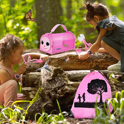 Bug Catcher Kit & Outdoor Explorer Kit for Kids, 10 Pcs Bug Catching Kit - color: Pink