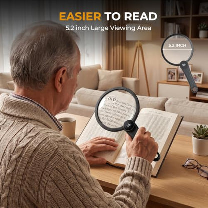 Magnifying Glass with Light, 10X 20X 45X Lighted Magnifying Glass(Black) - color: Black