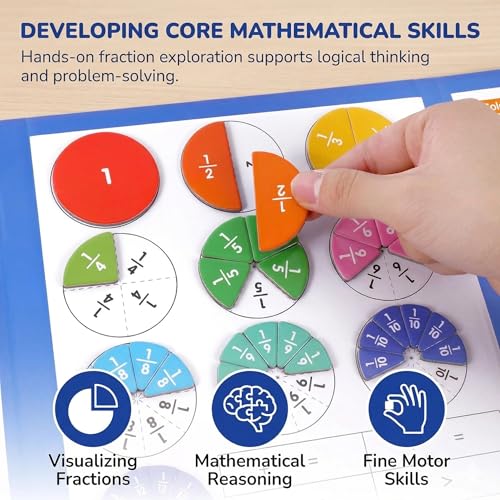Magnetic Fraction Playbook With Tiles And Circles For Kids Grades 3 To 6