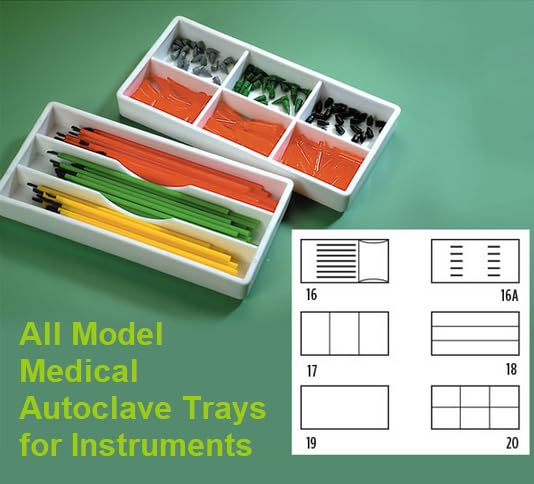 AmeiCan Goods 2/Pcs Dental Autoclavable Cabiet Tay #20 Plastic 6 Compartment Organizer Tray to Organize disc, Wheels, Stones and ect. 8"L x 4"W x 1"H (Beige) - color: Beige