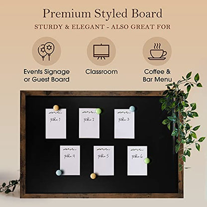 Loddie Doddie Rustic Wood Magnetic Board for Wall, Stain Resistant, 24"x36" - color: Rustic Frame, size: 36"W x 24"H