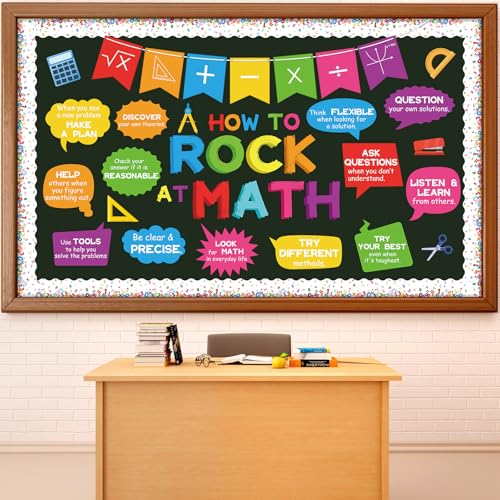 party greeting How to Rock at Math Bulletin Board Set Maths Classroom Decoration Mathematics Paper Cutouts Math Bulletin Board Border for School Educational Wall Decor Teacher Back to School Supplies - style: How to Rock at Math Bulletin Board