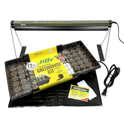 Ferry Morse Your Complete Indoor Seed Starting Kit Including Heat Mat, T5 Grow Light Fixture, and 72 Cell 36mm Pellet Seed Starter Greenhouse Kit - color: Complete Indoor Seed Starting Kit With 72 Cell 36mm Greenhouse