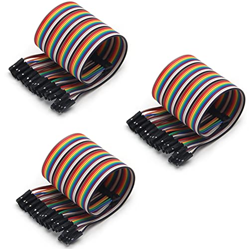 Fielect 3Pcs 40Pin Dupont Wires Female to Female Dupont Jumper Wires Breadboard Jumper Wires Colorful Ribbon Cables 2mm to 2.54 mm Pitch 20cm Long - color: F/F, size: 2.0mm/2.54mm 3PCS