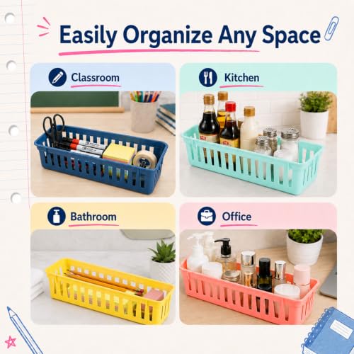 24 pcs Bright Pencil Basket Dispenser for Classroom Pencil Holder for Desk - color: Bright